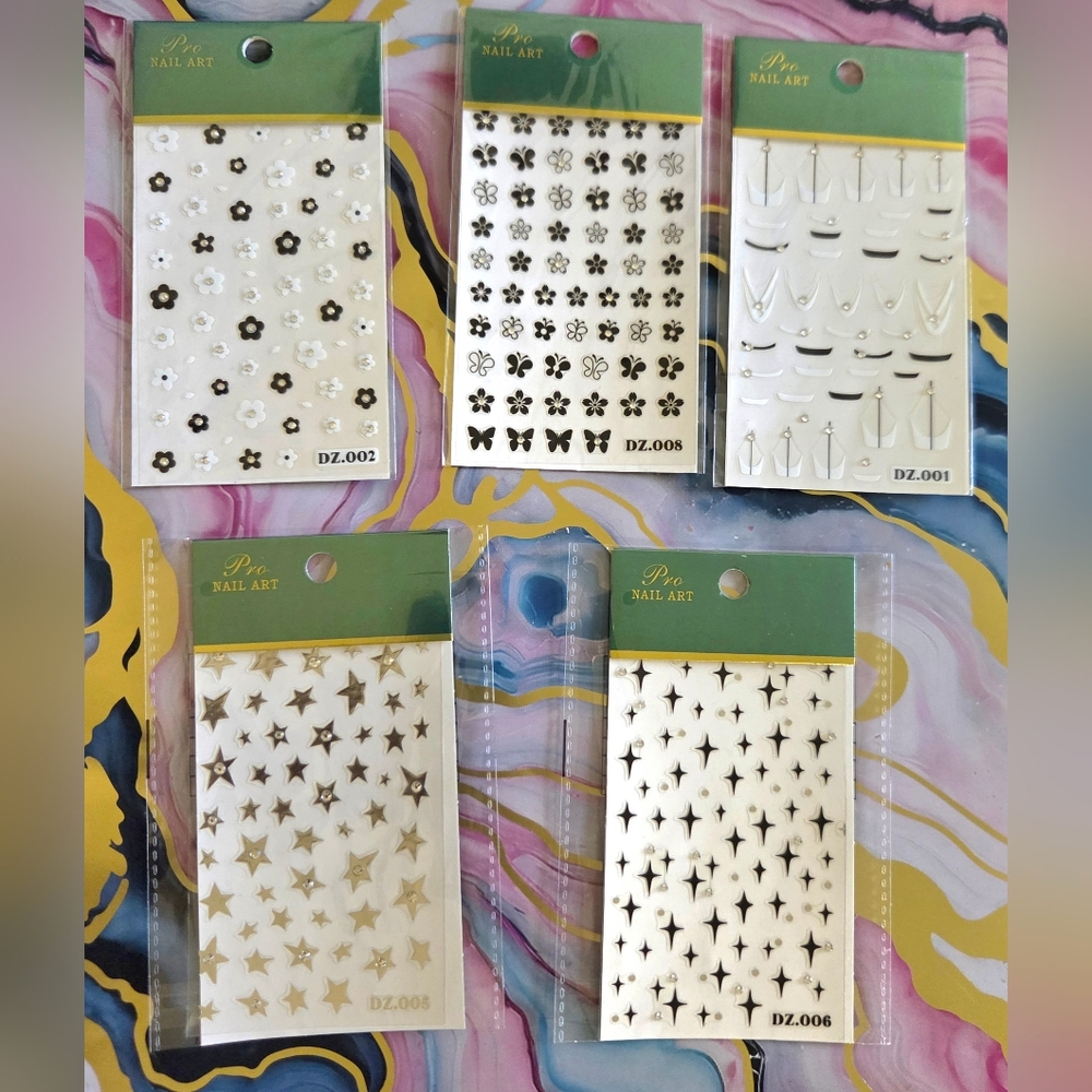 5 Sheets 3D Nail Art Stickers